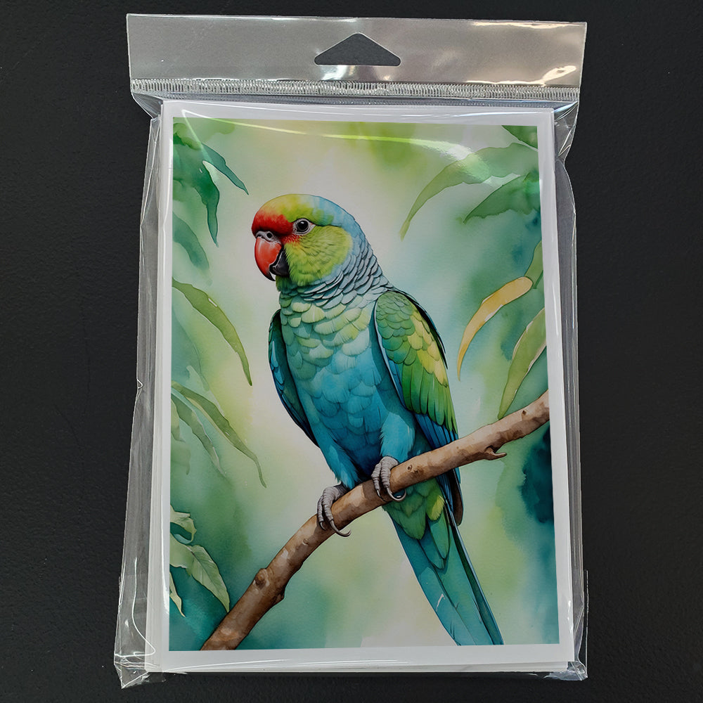 African Ringneck Parrot Greeting Cards Pack of 8 Blank Cards with Envelopes Whimsical A7 Size 5x7
