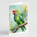 African Ringneck Parrot Greeting Cards Pack of 8 Blank Cards with Envelopes Whimsical A7 Size 5x7