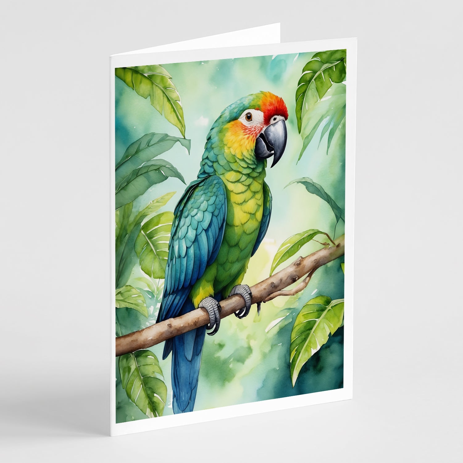 Amazon Parrot Greeting Cards Pack of 8 Blank Cards with Envelopes Whimsical A7 Size 5x7