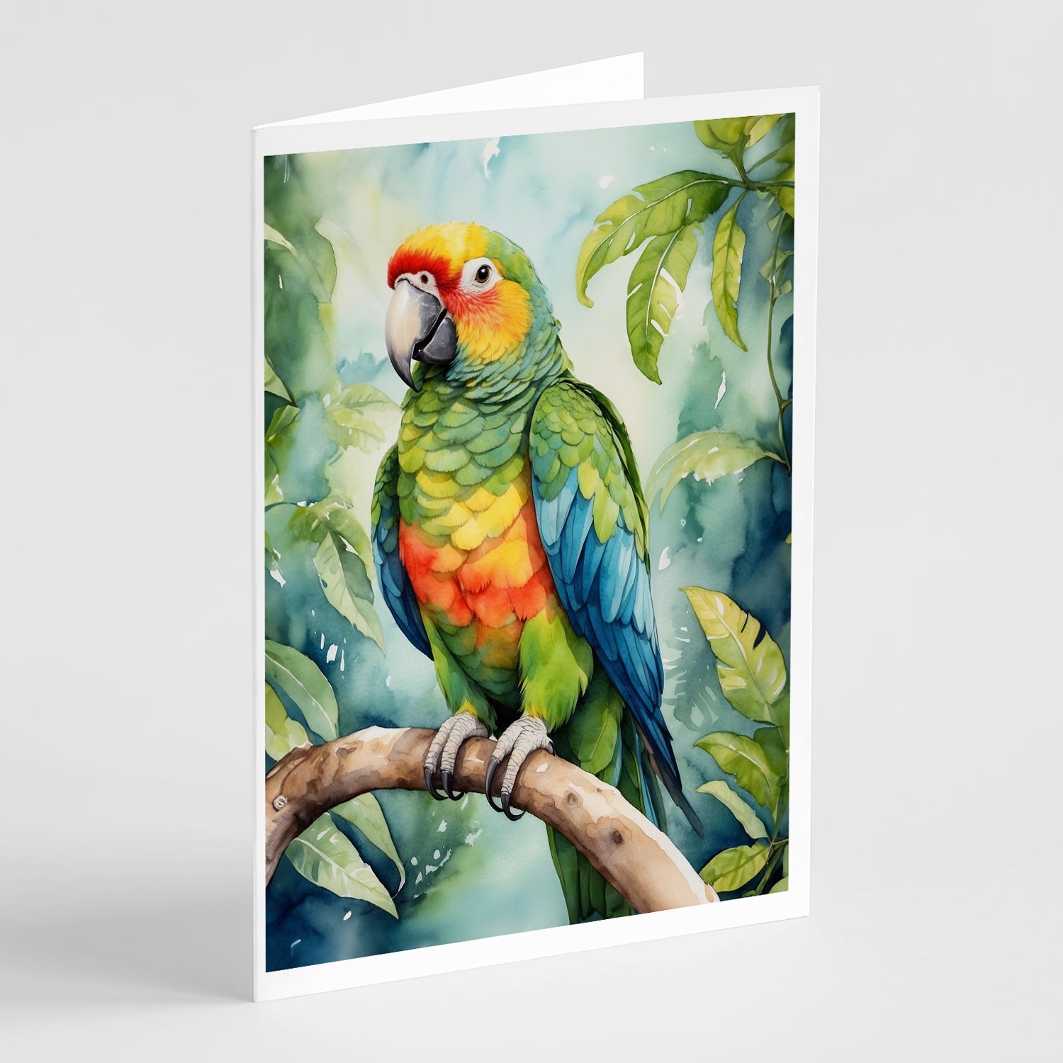 Amazon Parrot Greeting Cards Pack of 8 Blank Cards with Envelopes Whimsical A7 Size 5x7