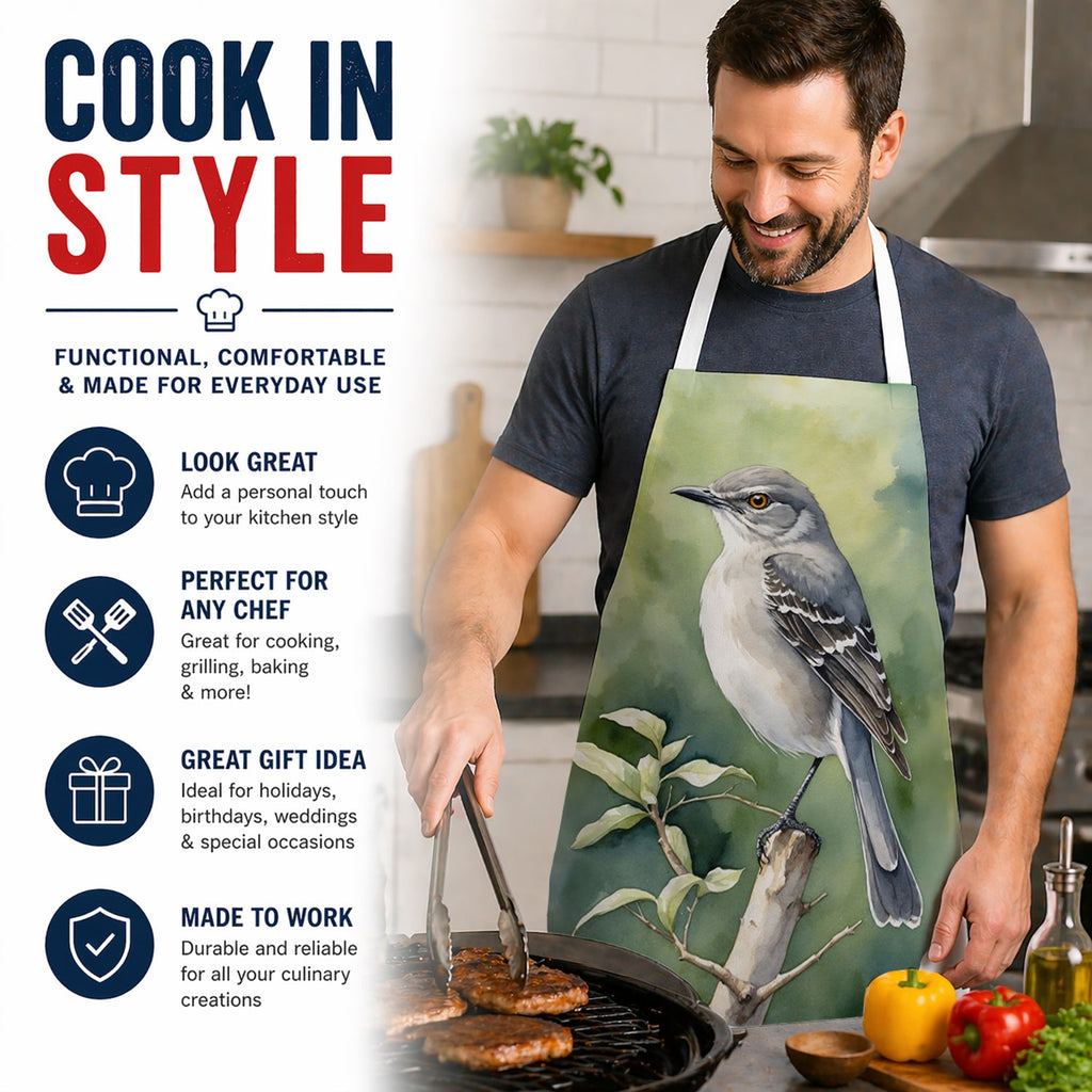 Arkansas Northern Mockingbird Apron Cooking Kitchen Server Baking Crafts Gardening for Adult Women Men, Unisex, Large, Multicolor