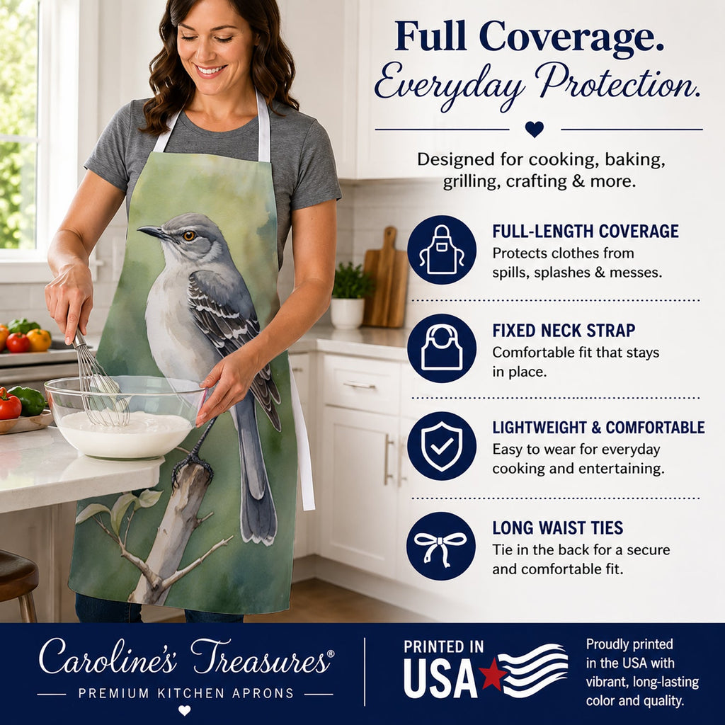 Arkansas Northern Mockingbird Apron Cooking Kitchen Server Baking Crafts Gardening for Adult Women Men, Unisex, Large, Multicolor