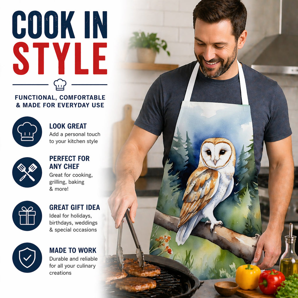 Barn Owl Apron Cooking Kitchen Server Baking Crafts Gardening for Adult Women Men, Unisex, Large, Multicolor