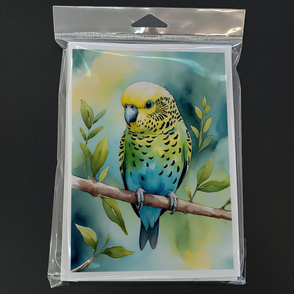 Budgerigar Greeting Cards Pack of 8 Blank Cards with Envelopes Whimsical A7 Size 5x7