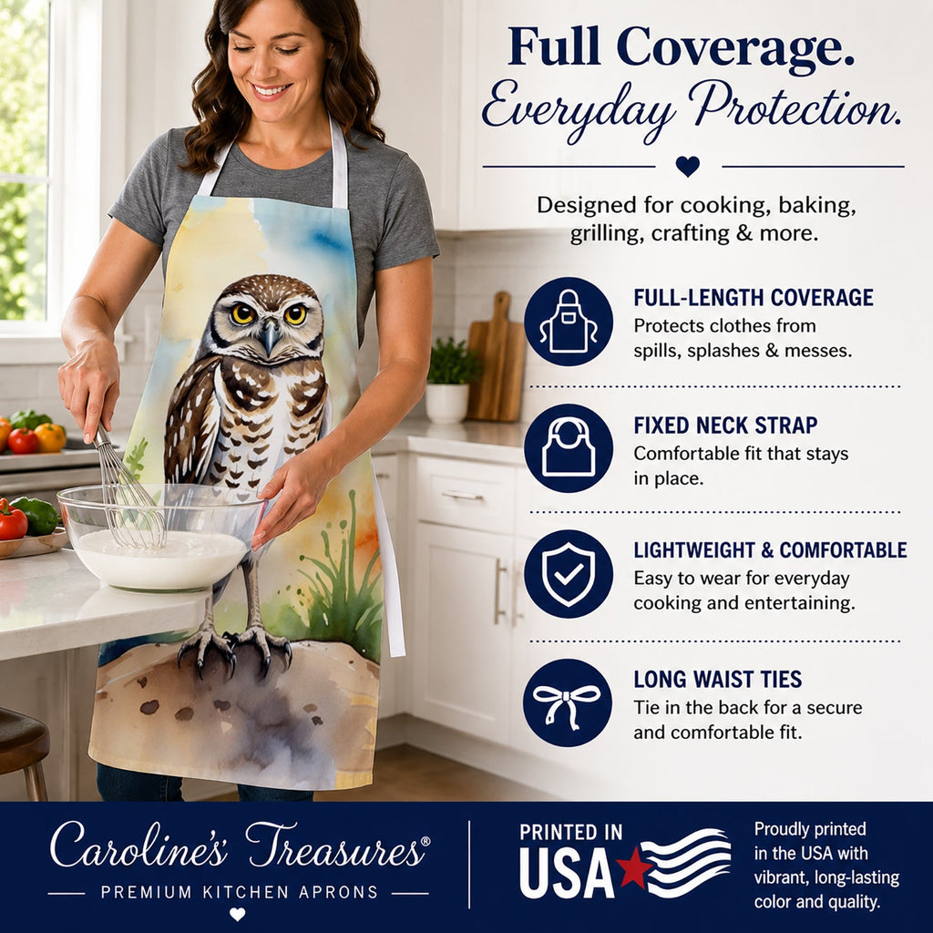 Burrowing Owl Apron Cooking Kitchen Server Baking Crafts Gardening for Adult Women Men, Unisex, Large, Multicolor
