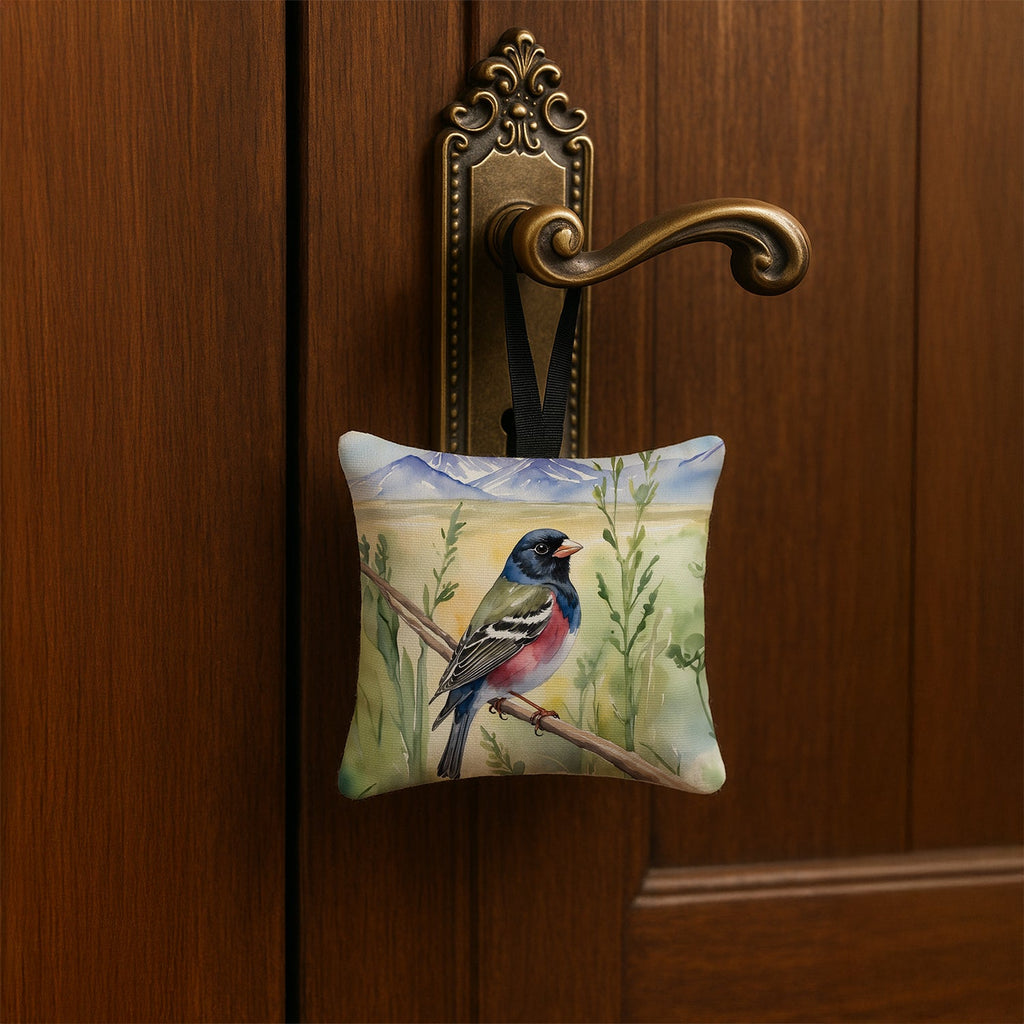 Colorado Lark Bunting Hanging Square Fabric Ornament 3.5 × 3.5 Decorative Door-Knob & Tree Hanger, Soft Fabric