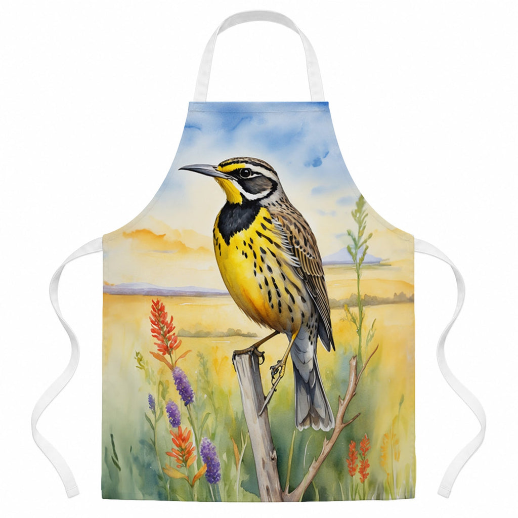 Kansas Western Meadowlark Apron Cooking Kitchen Server Baking Crafts Gardening for Adult Women Men, Unisex, Large, Multicolor