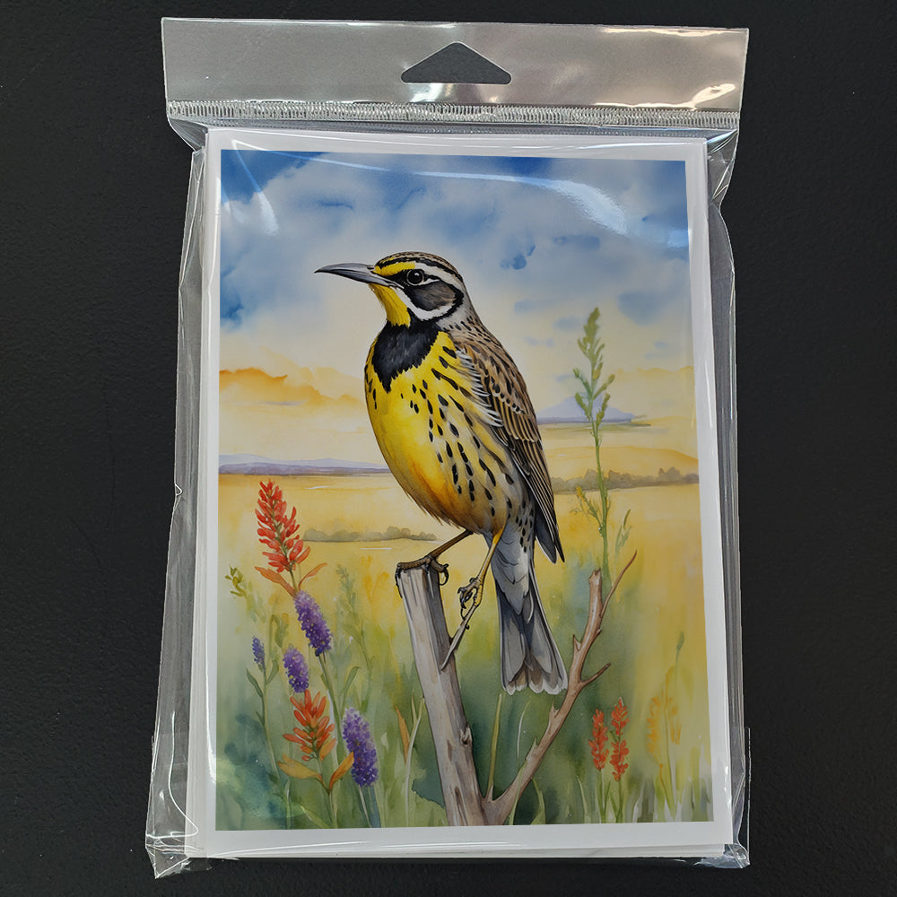 Kansas Western Meadowlark Greeting Cards Pack of 8 Blank Cards with Envelopes Whimsical A7 Size 5x7