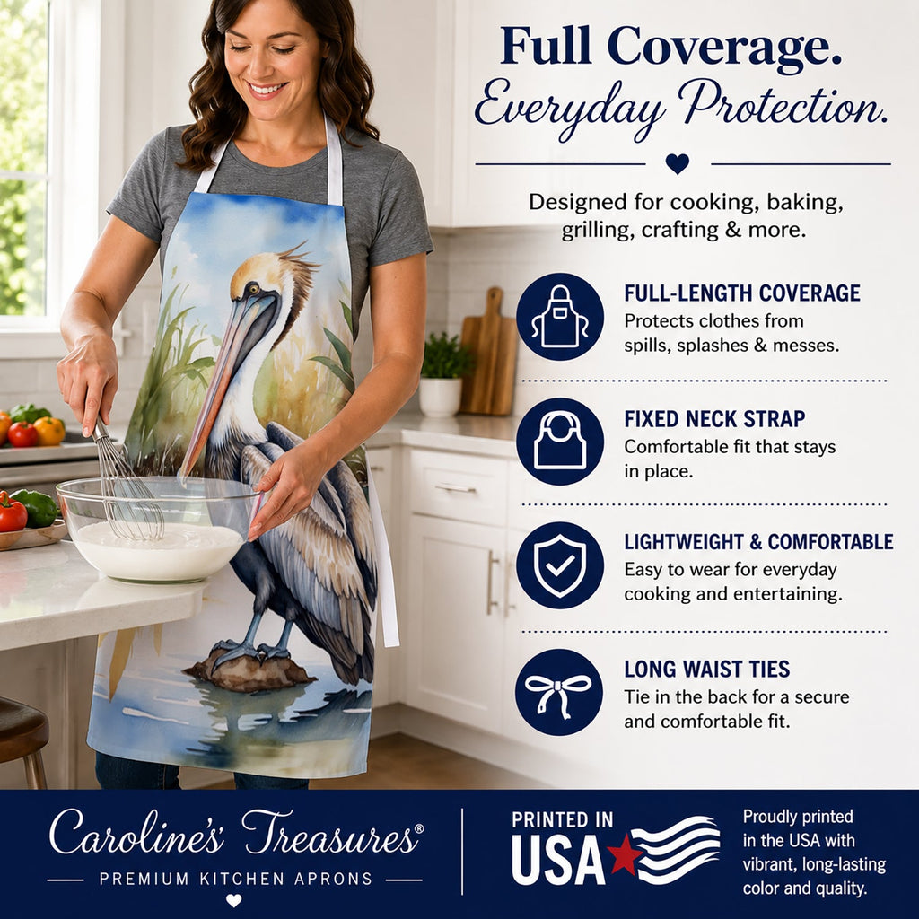 Louisiana Brown Pelican Apron Cooking Kitchen Server Baking Crafts Gardening for Adult Women Men, Unisex, Large, Multicolor