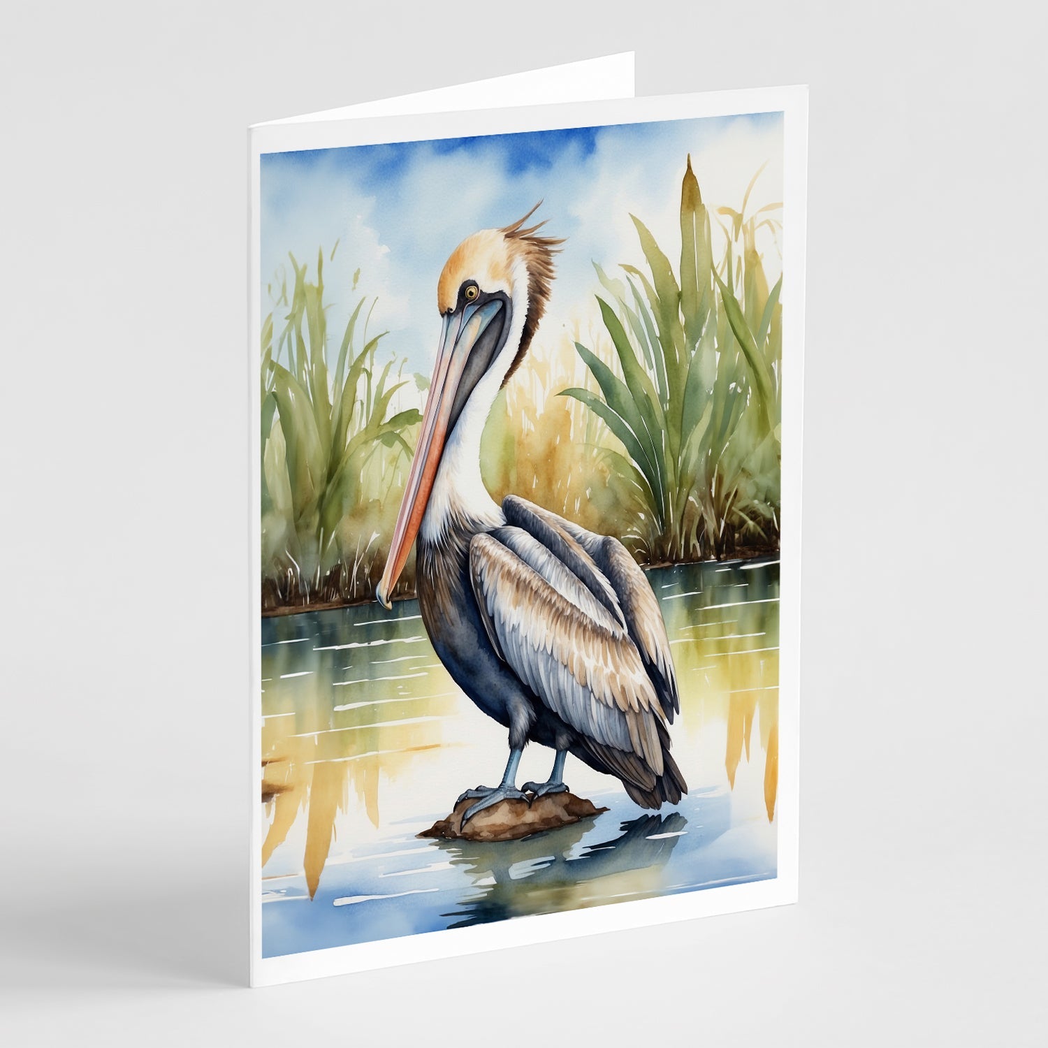 Louisiana Brown Pelican Greeting Cards Pack of 8 Blank Cards with Envelopes Whimsical A7 Size 5x7