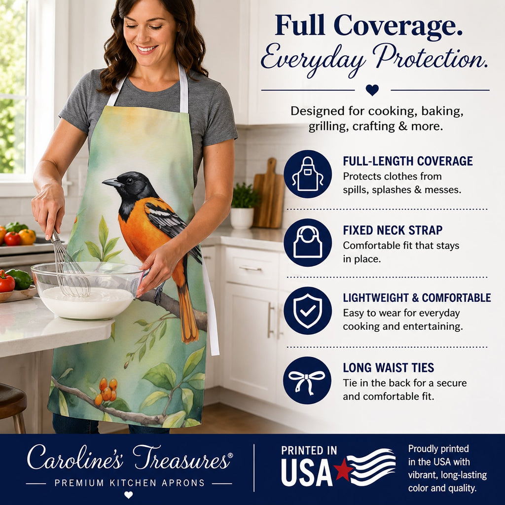 Maryland Baltimore Oriole Apron Cooking Kitchen Server Baking Crafts Gardening for Adult Women Men, Unisex, Large, Multicolor