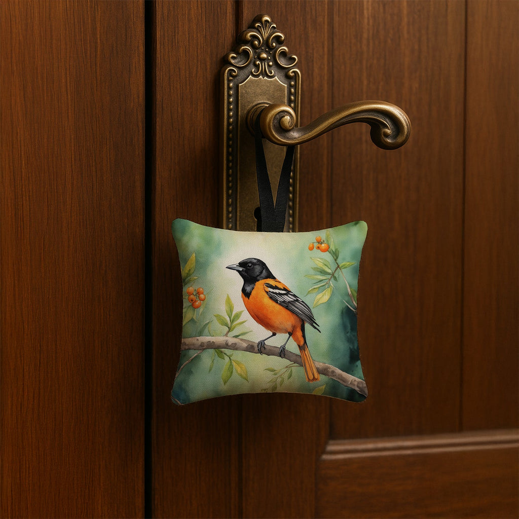 Maryland Baltimore Oriole Hanging Square Fabric Ornament 3.5 × 3.5 Decorative Door-Knob & Tree Hanger, Soft Fabric