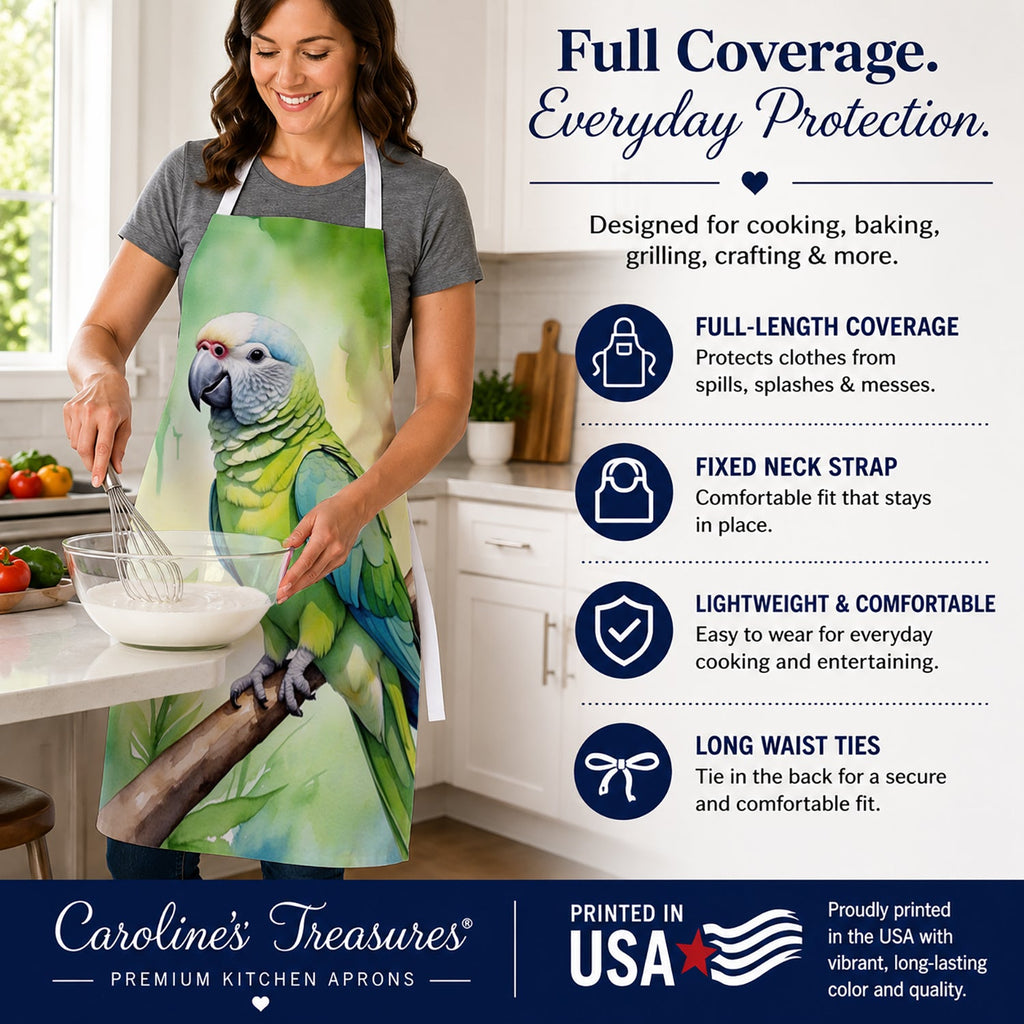 Monk Parakeet Apron Cooking Kitchen Server Baking Crafts Gardening for Adult Women Men, Unisex, Large, Multicolor