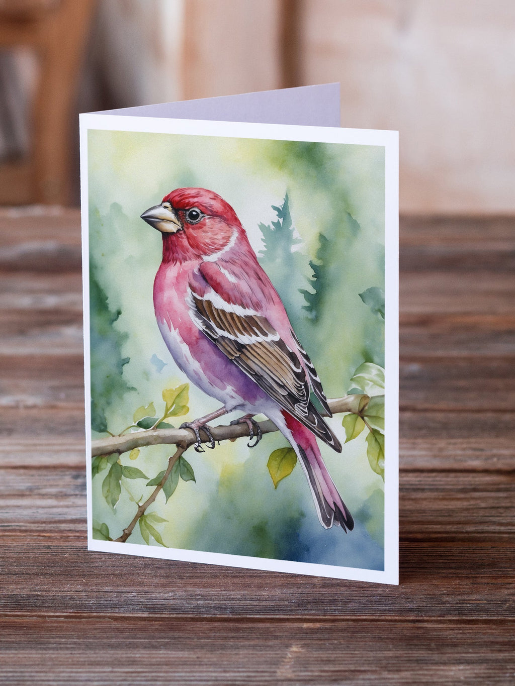 New Hampshire Purple Finch Greeting Cards Pack of 8 Blank Cards with Envelopes Whimsical A7 Size 5x7
