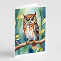 Elf Owl Greeting Cards Pack of 8 Blank Cards with Envelopes Whimsical A7 Size 5x7