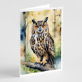 Eurasian Eagle Owl Greeting Cards Pack of 8 Blank Cards with Envelopes Whimsical A7 Size 5x7