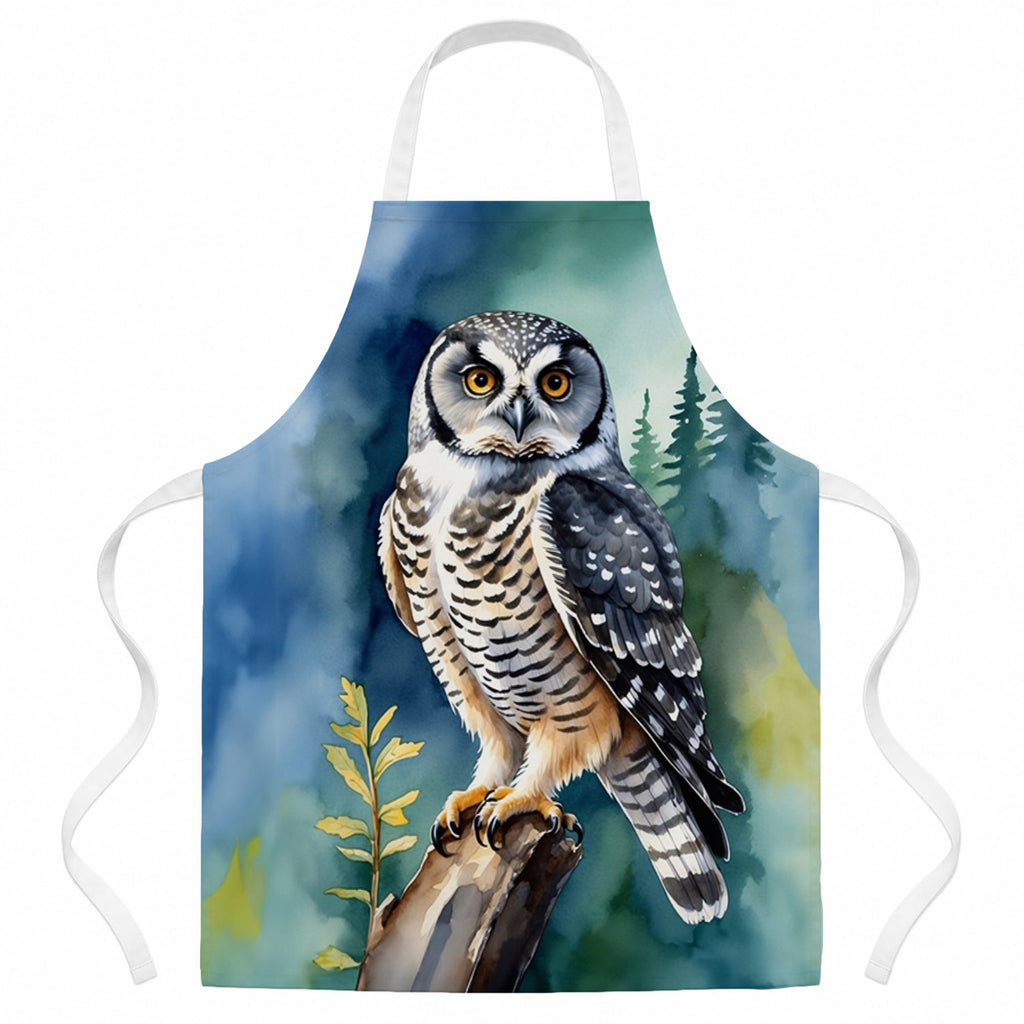 Northern Hawk Owl Apron Cooking Kitchen Server Baking Crafts Gardening for Adult Women Men, Unisex, Large, Multicolor
