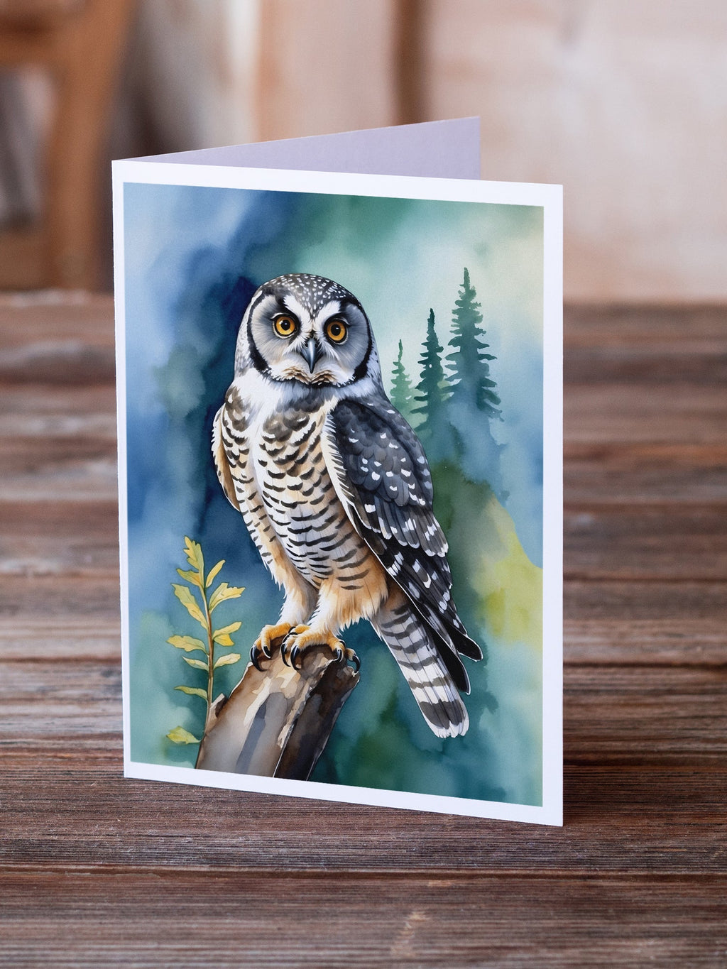 Northern Hawk Owl Greeting Cards Pack of 8 Blank Cards with Envelopes Whimsical A7 Size 5x7