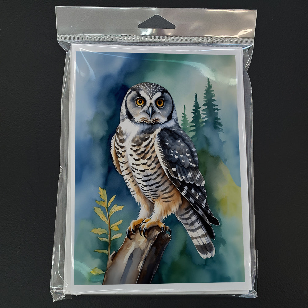 Northern Hawk Owl Greeting Cards Pack of 8 Blank Cards with Envelopes Whimsical A7 Size 5x7
