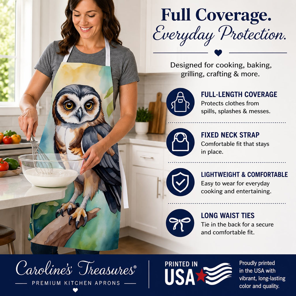 Spectacled Owl Apron Cooking Kitchen Server Baking Crafts Gardening for Adult Women Men, Unisex, Large, Multicolor