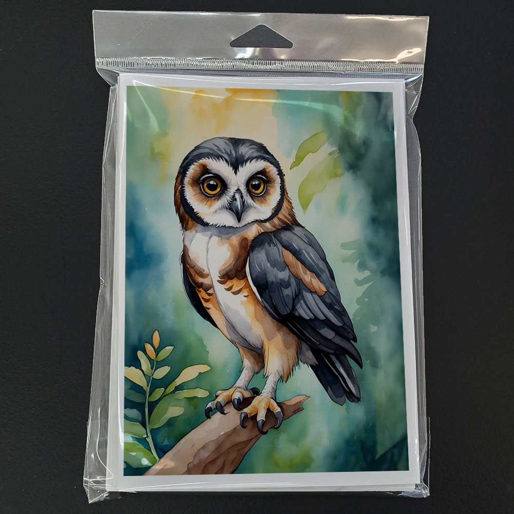 Spectacled Owl Greeting Cards Pack of 8 Blank Cards with Envelopes Whimsical A7 Size 5x7