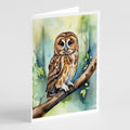 Tawny Owl Greeting Cards Pack of 8 Blank Cards with Envelopes Whimsical A7 Size 5x7