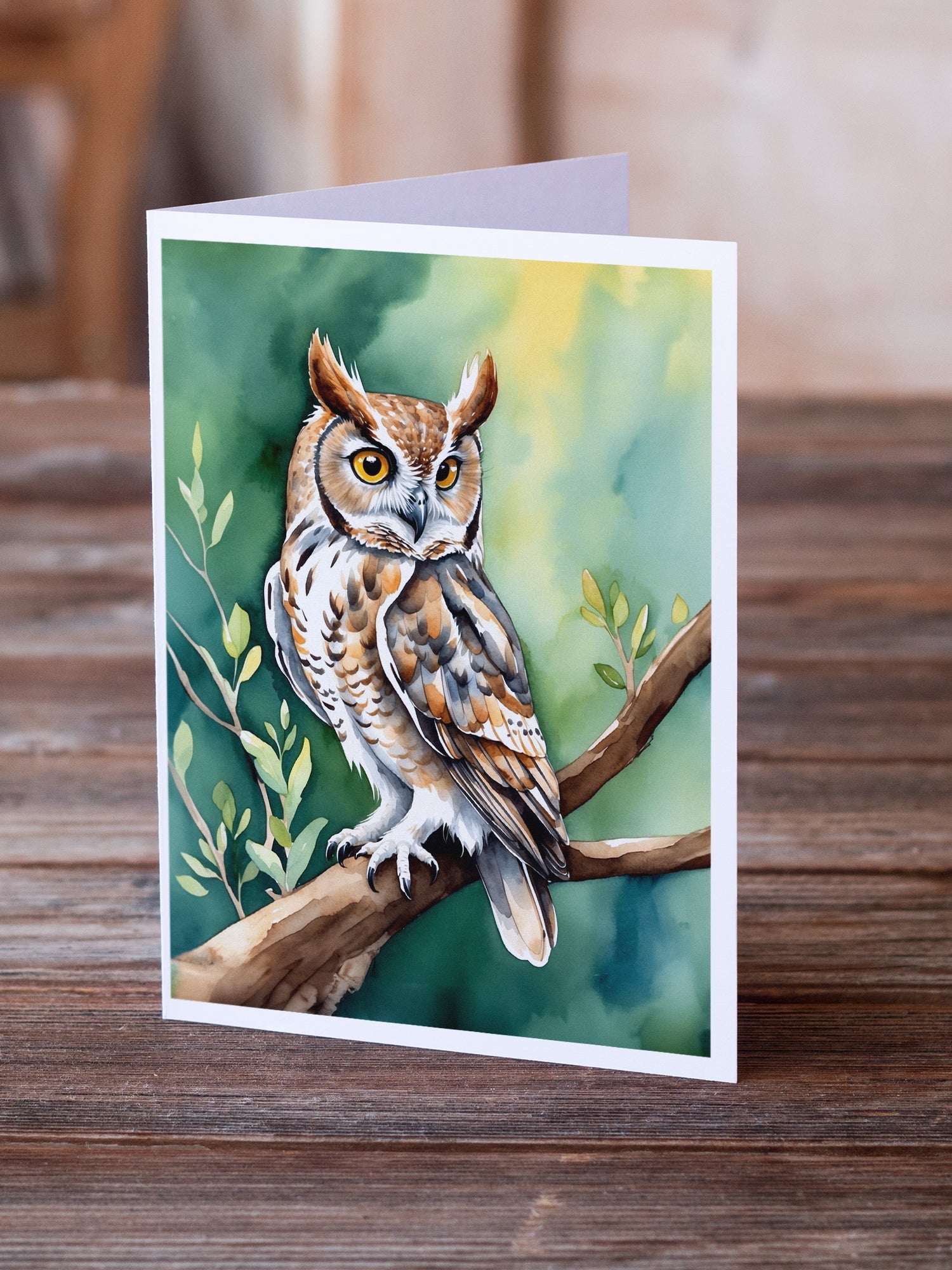 Western Screech Owl Greeting Cards Pack of 8 Blank Cards with Envelopes Whimsical A7 Size 5x7