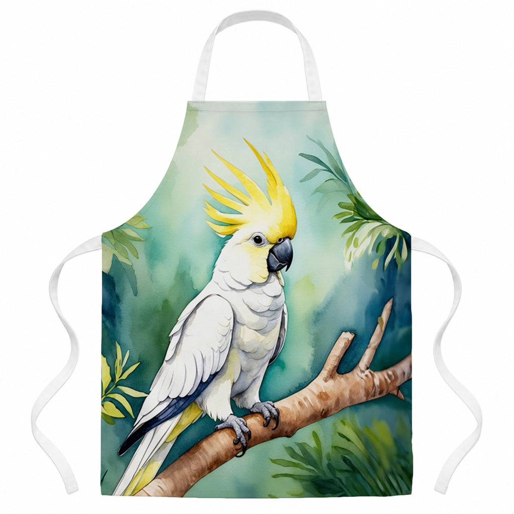 Sulphurcrested Cockatoo Apron Cooking Kitchen Server Baking Crafts Gardening for Adult Women Men, Unisex, Large, Multicolor