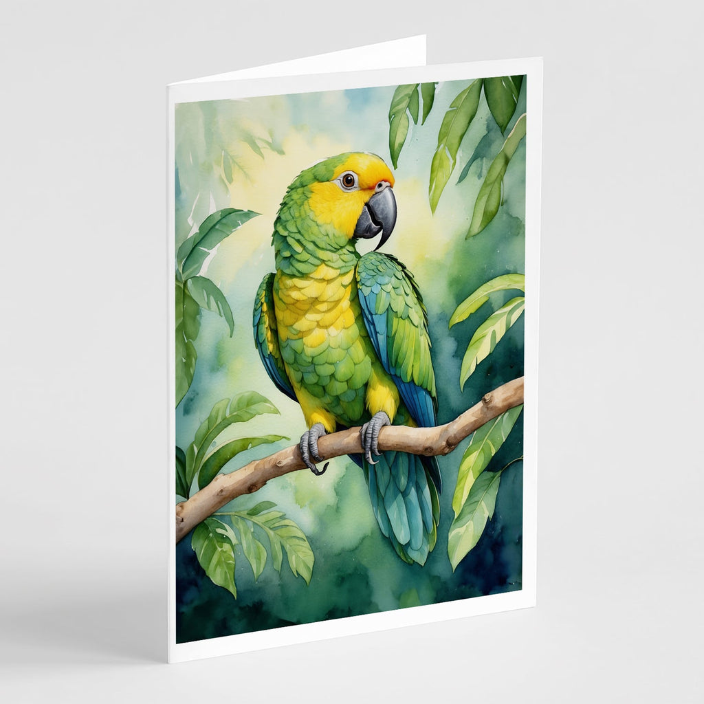 Yellownaped Amazon Parrot Greeting Cards Pack of 8 Blank Cards with Envelopes Whimsical A7 Size 5x7