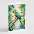 Yellownaped Amazon Parrot Greeting Cards Pack of 8 Blank Cards with Envelopes Whimsical A7 Size 5x7
