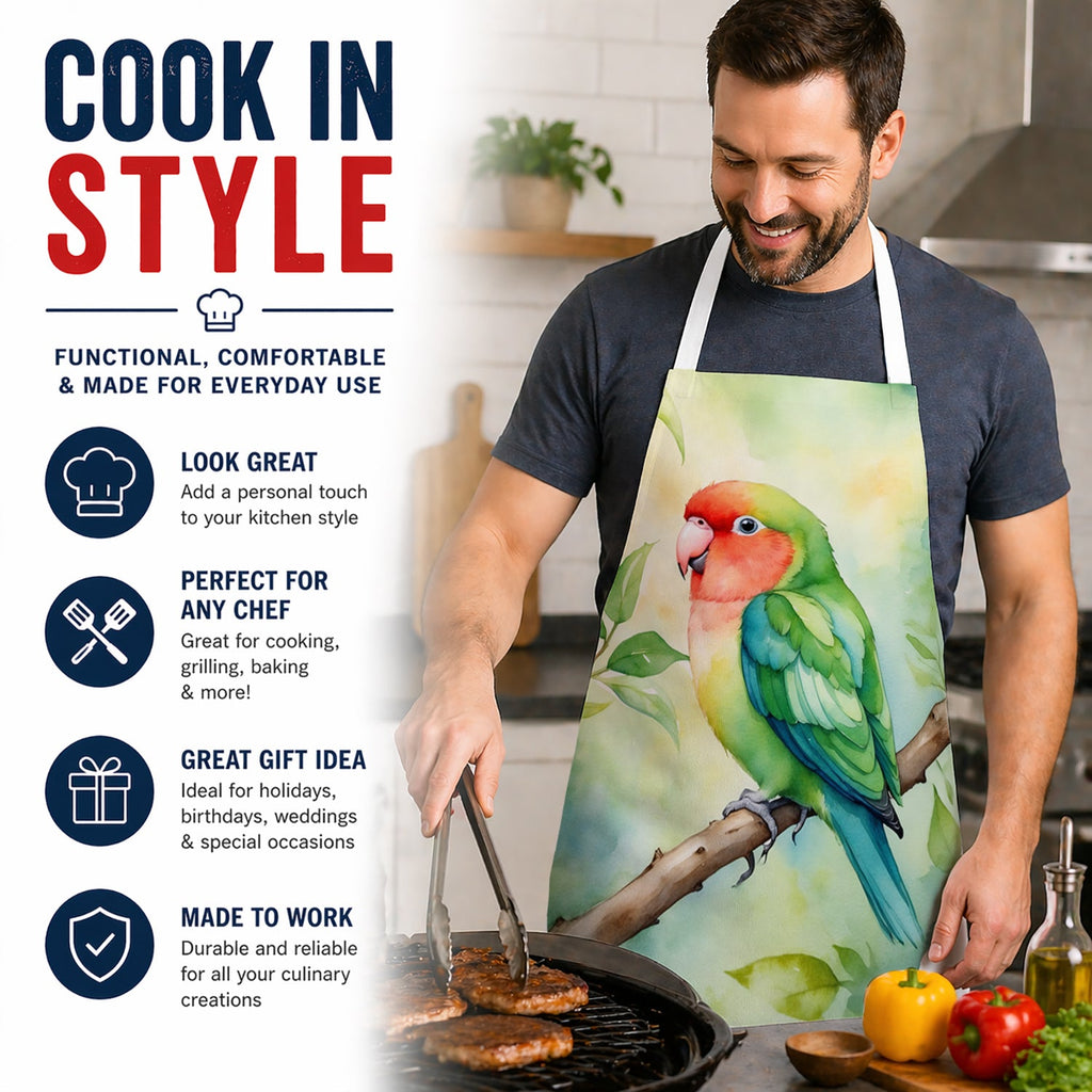 Peachfaced Lovebird Apron Cooking Kitchen Server Baking Crafts Gardening for Adult Women Men, Unisex, Large, Multicolor