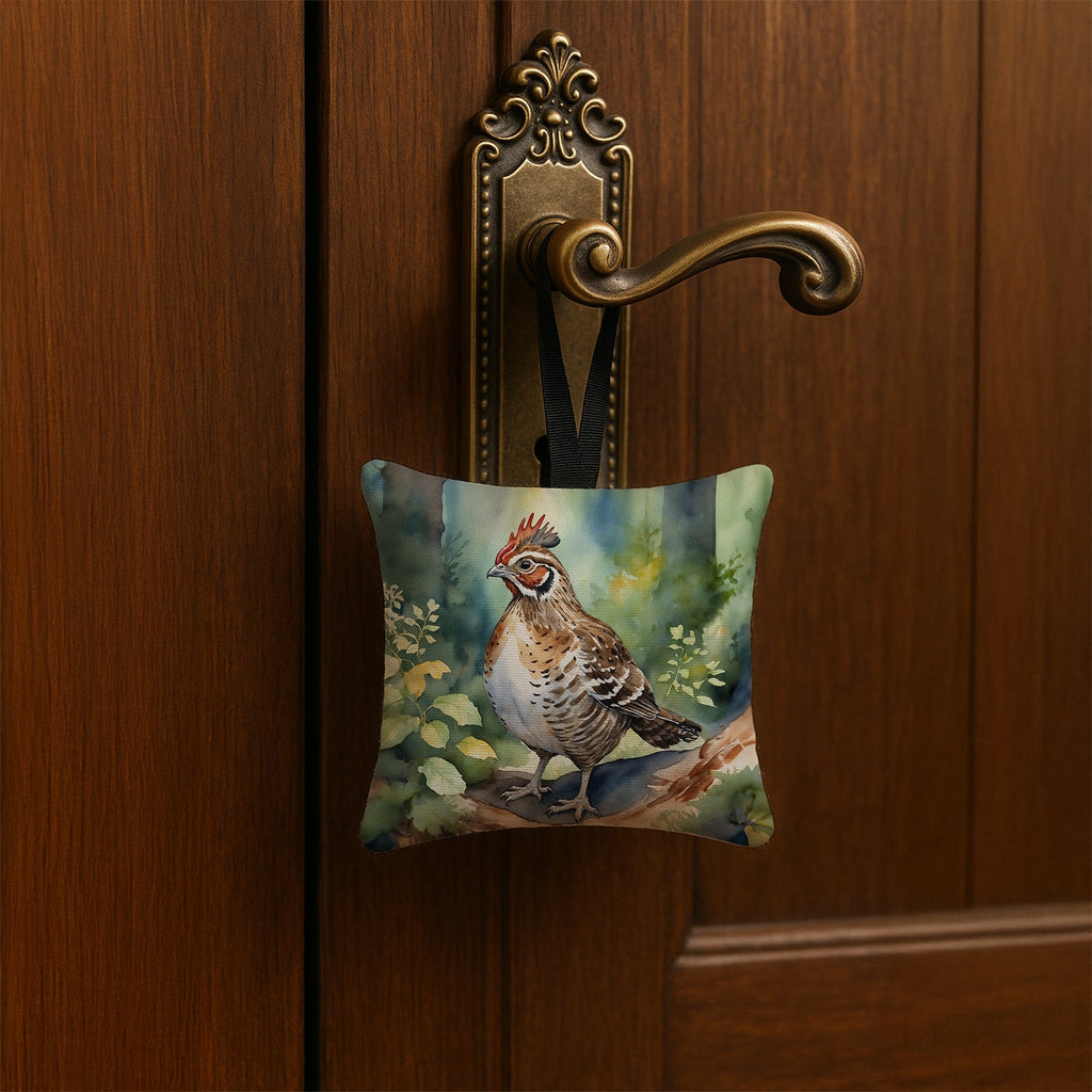 Pennsylvania Ruffed Grouse Hanging Square Fabric Ornament 3.5 × 3.5 Decorative Door-Knob & Tree Hanger, Soft Fabric