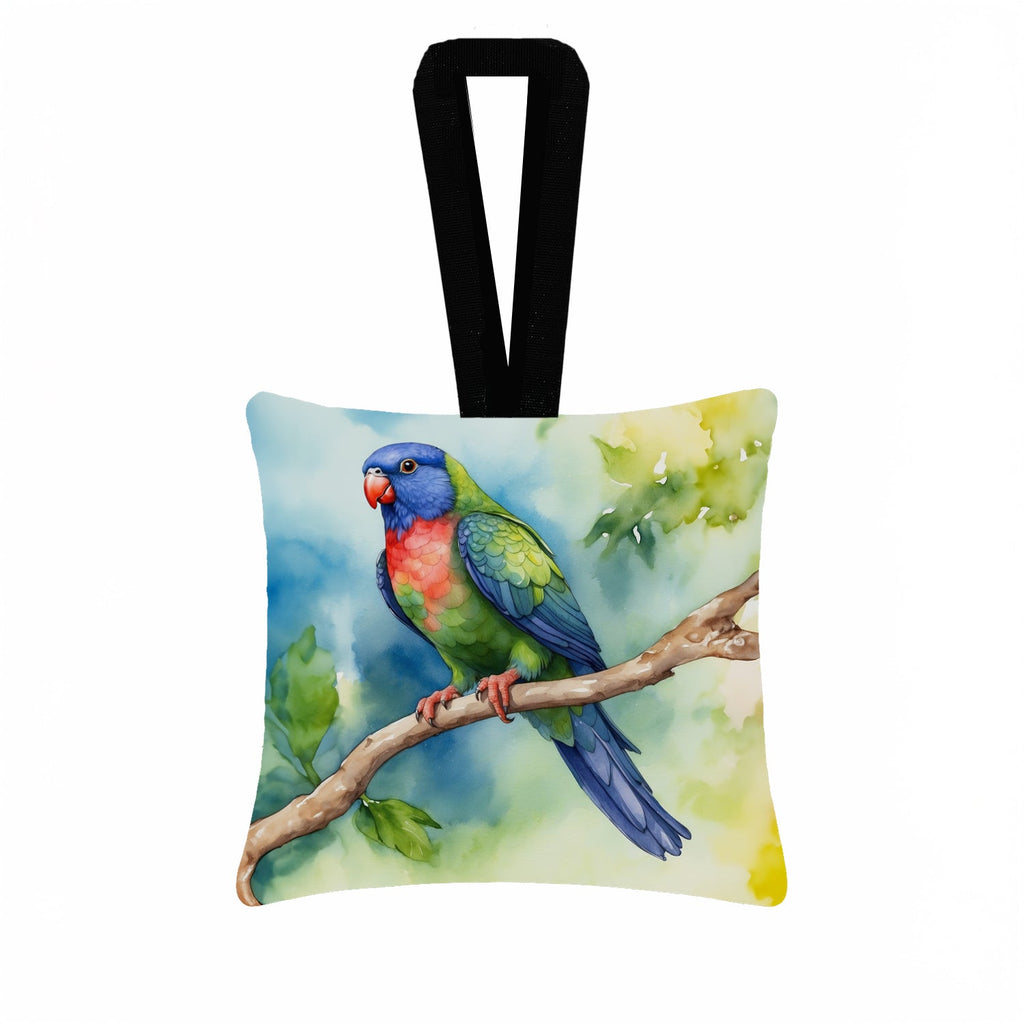 Pionus Hanging Square Fabric Ornament 3.5 × 3.5 Decorative Door-Knob & Tree Hanger, Soft Fabric