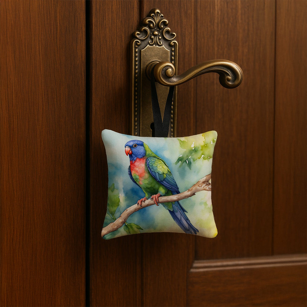 Pionus Hanging Square Fabric Ornament 3.5 × 3.5 Decorative Door-Knob & Tree Hanger, Soft Fabric