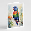 Rainbow Lorikeet Greeting Cards Pack of 8 Blank Cards with Envelopes Whimsical A7 Size 5x7