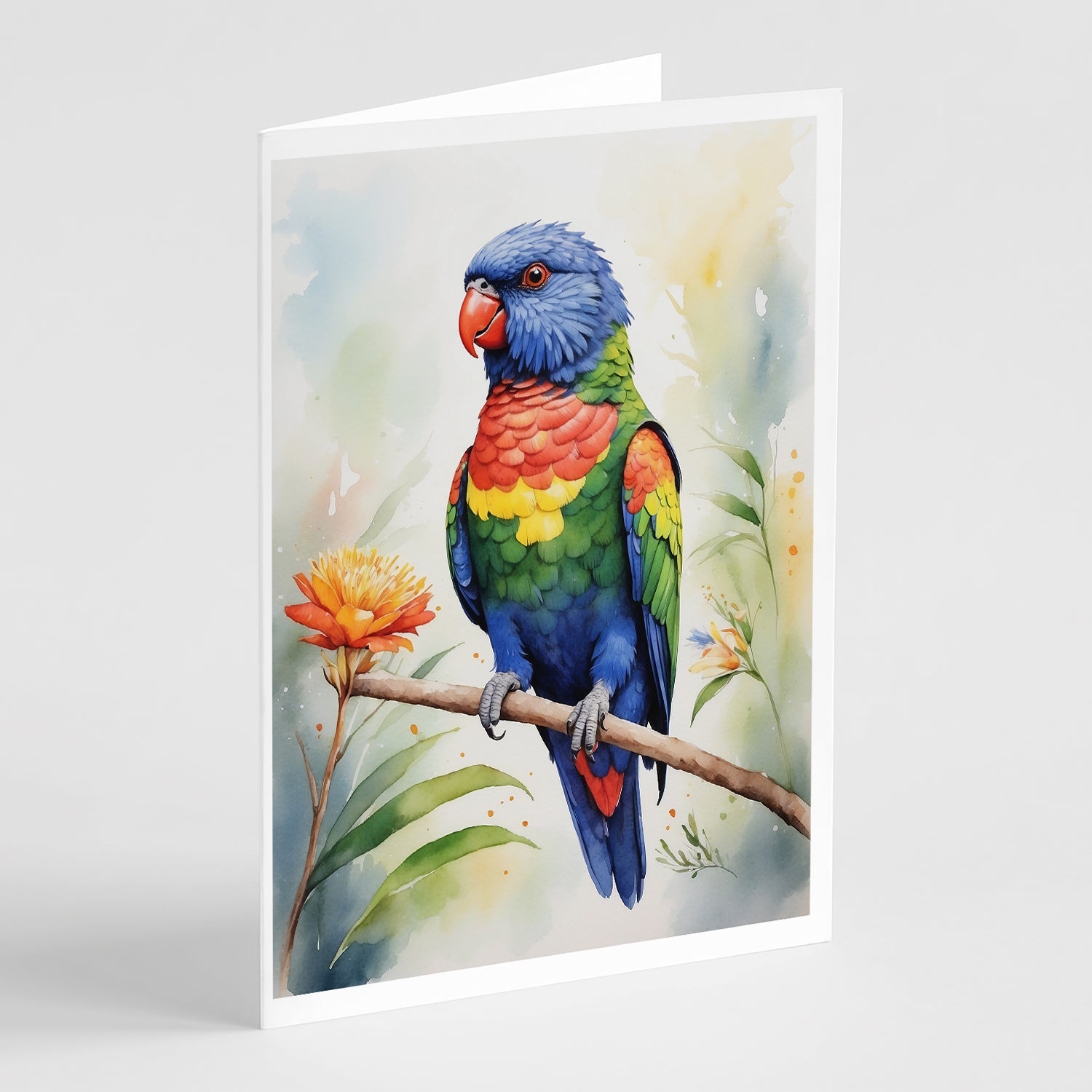 Rainbow Lorikeet Greeting Cards Pack of 8 Blank Cards with Envelopes Whimsical A7 Size 5x7