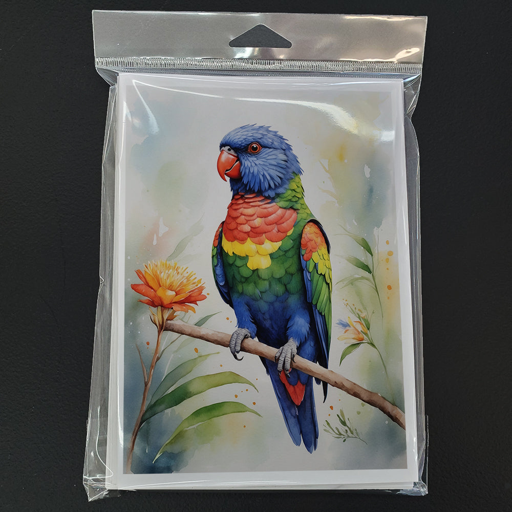 Rainbow Lorikeet Greeting Cards Pack of 8 Blank Cards with Envelopes Whimsical A7 Size 5x7