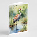 Sandhill Crane Greeting Cards Pack of 8 Blank Cards with Envelopes Whimsical A7 Size 5x7