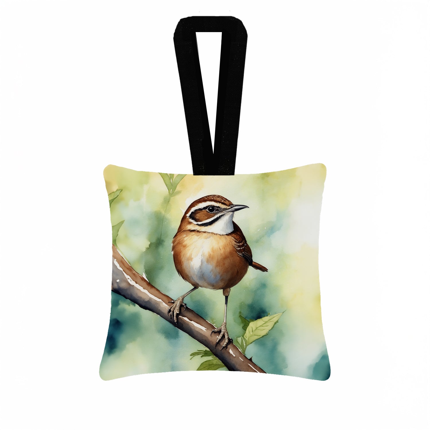 South Carolina Wren Hanging Square Fabric Ornament 3.5 × 3.5 Decorative Door-Knob & Tree Hanger, Soft Fabric