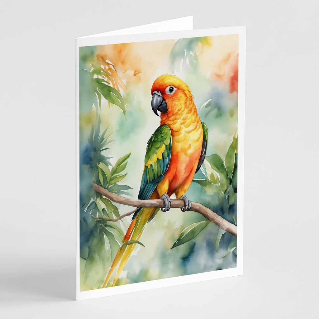 Sun Conure Greeting Cards Pack of 8 Blank Cards with Envelopes Whimsical A7 Size 5x7