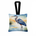 Great Blue Heron Wetland Scene Watercolor Hanging Square Fabric Ornament 3.5 × 3.5 Decorative Door-Knob & Tree Hanger, Soft Fabric