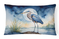 Great Blue Heron Full Moon Watercolor Decorative Throw Pillow 12x16 Indoor Outdoor Accent Cushion, Fabric Cover with Insert for Sofa, Bed, Porch & Living Room