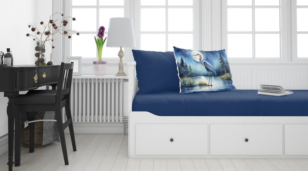 Great Blue Heron Lake Reflection Watercolor Standard Pillowcase Lightweight Super Soft Easy Care Decorative Artwork Pillowcase, Standard