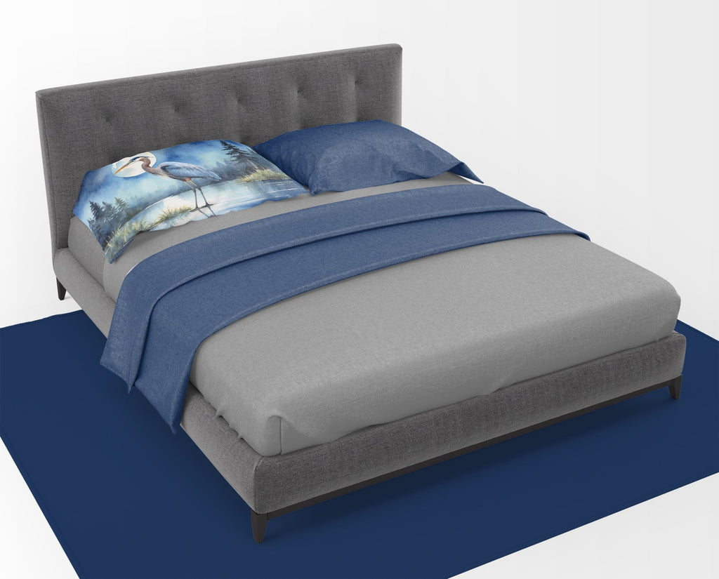 Great Blue Heron Lake Reflection Watercolor Standard Pillowcase Lightweight Super Soft Easy Care Decorative Artwork Pillowcase, Standard