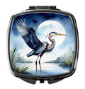 Great Blue Heron Sunrise Lake Watercolor Compact Mirror Decorative Travel Makeup Mirror for Women Girls Gifts Pocket Makeup Mirror Folding Handheld