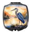 Great Blue Heron Sunset Landscape Watercolor Compact Mirror Decorative Travel Makeup Mirror for Women Girls Gifts Pocket Makeup Mirror Folding Handheld