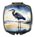 Great Blue Heron Shoreline Watercolor Compact Mirror Decorative Travel Makeup Mirror for Women Girls Gifts Pocket Makeup Mirror Folding Handheld