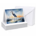 Great Blue Heron Minimal Marsh Watercolor Greeting Cards Pack of 8 Blank Cards with Envelopes Whimsical A7 Size 5x7