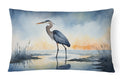 Great Blue Heron Minimal Marsh Watercolor Decorative Throw Pillow 12x16 Indoor Outdoor Accent Cushion, Fabric Cover with Insert for Sofa, Bed, Porch & Living Room