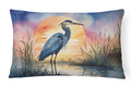 Great Blue Heron Bold Sunset Watercolor Decorative Throw Pillow 12x16 Indoor Outdoor Accent Cushion, Fabric Cover with Insert for Sofa, Bed, Porch & Living Room